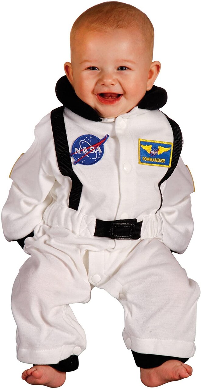 White Jr. Astronaut Suit romper infant baby boys halloween costume 6 - 12M